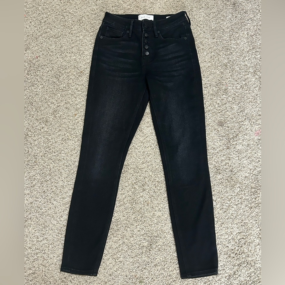 Dear John Black High-Rise Button-Fly Jeans Olivia Skinny Women's Size 25 Cotton